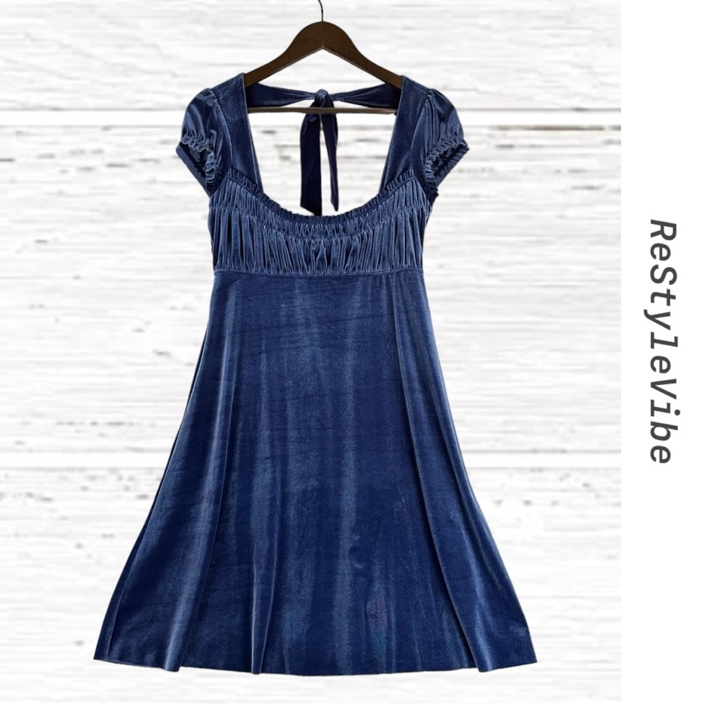 Free People Blue Velvet Dress